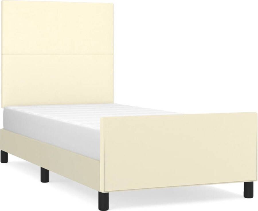 VidaXL -Bedframe-met-hoofdbord-kunstleer-crèmekleurig-100x200-cm - Foto 2