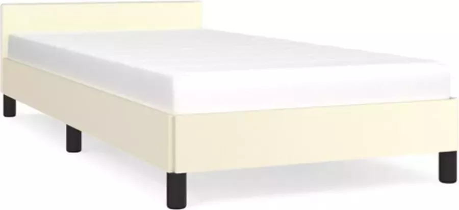 VidaXL Bedframe met hoofdeinde zonder matras 100x200 cm crÃ¨mekleurig - Foto 3