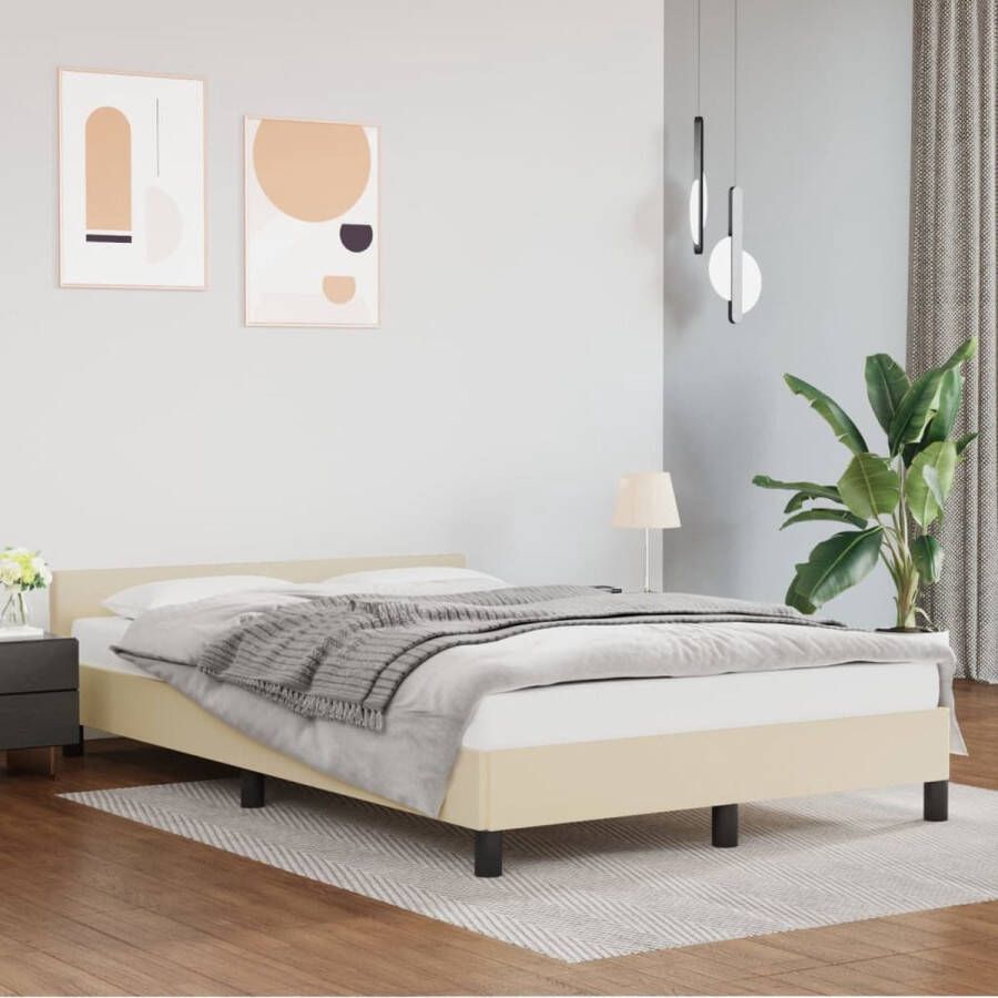 VidaXL Bedframe met hoofdeinde zonder matras 120x200 cm crÃ¨mekleurig