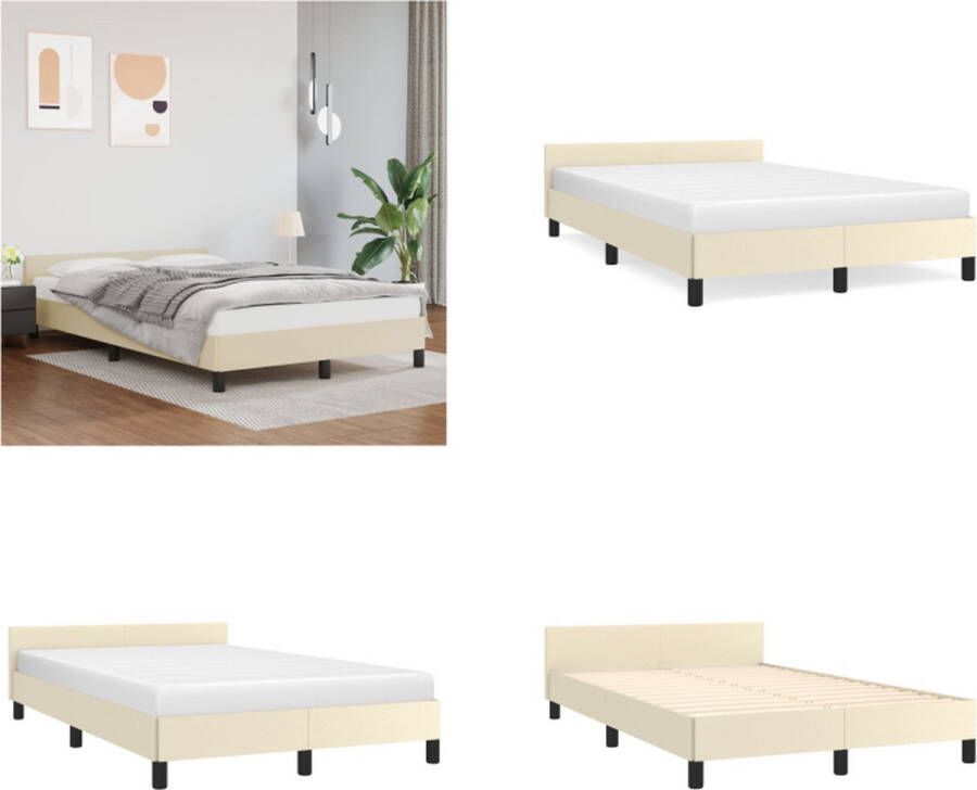 VidaXL Bedframe met hoofdeinde zonder matras 120x200 cm crèmekleurig Bedframe Met Hoofdbord Bedframes Met Hoofdborden Bedframe Bed - Foto 2