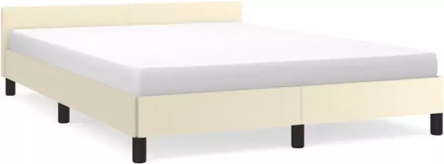 VIDAXL Bedframe met hoofdbord kunstleer crèmekleurig 140x190 cm - Foto 2