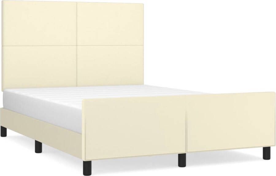 VidaXL -Bedframe-met-hoofdbord-kunstleer-crèmekleurig-140x200-cm - Foto 2