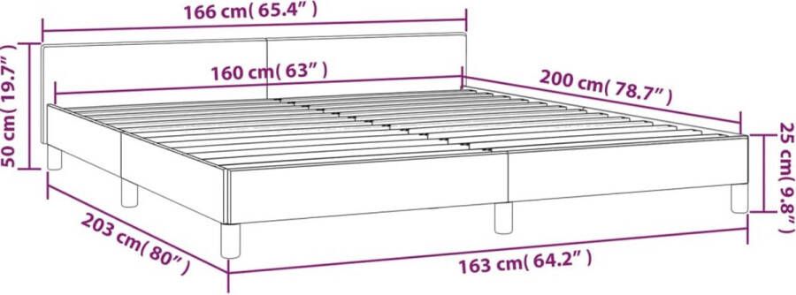 VidaXL -Bedframe-met-hoofdbord-kunstleer-crèmekleurig-160x200-cm - Foto 2