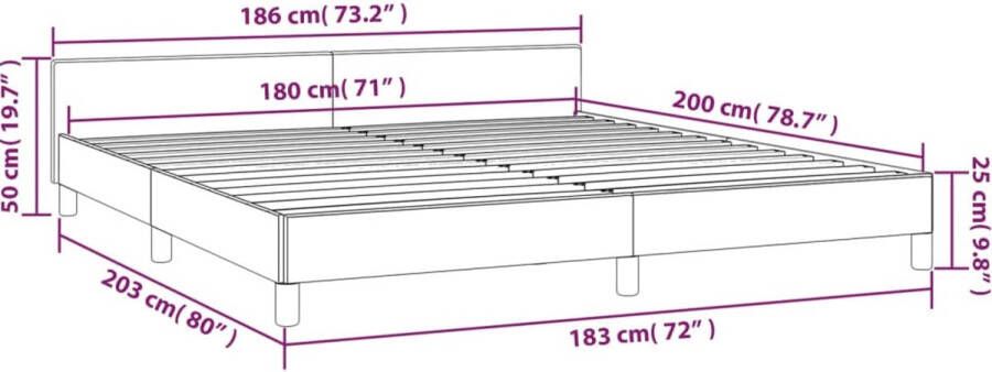 VidaXL -Bedframe-met-hoofdbord-kunstleer-crèmekleurig-180x200-cm - Foto 2