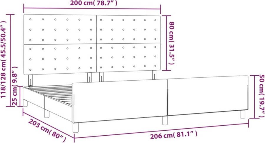 VidaXL -Bedframe-met-hoofdbord-kunstleer-crèmekleurig-200x200-cm - Foto 2