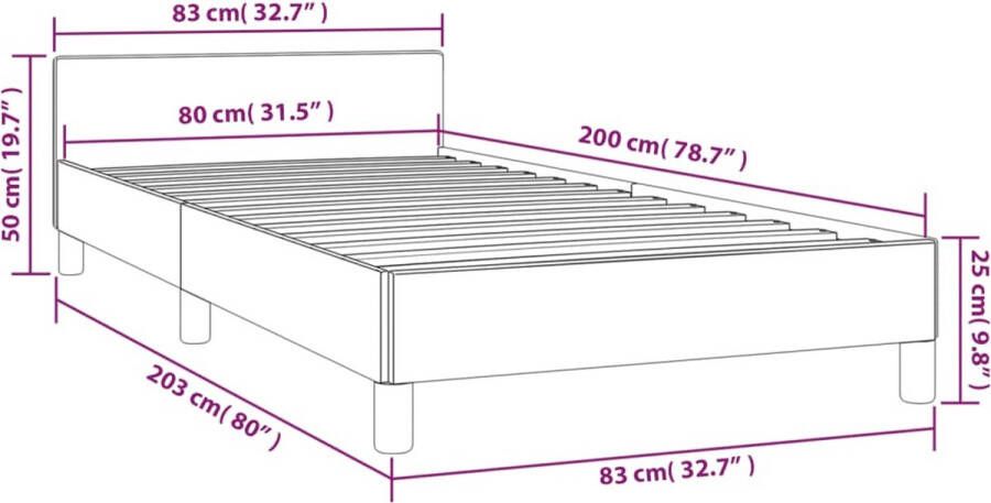 VidaXL Bedframe met hoofdeinde zonder matras 80x200 cm crÃ¨mekleurig - Foto 2