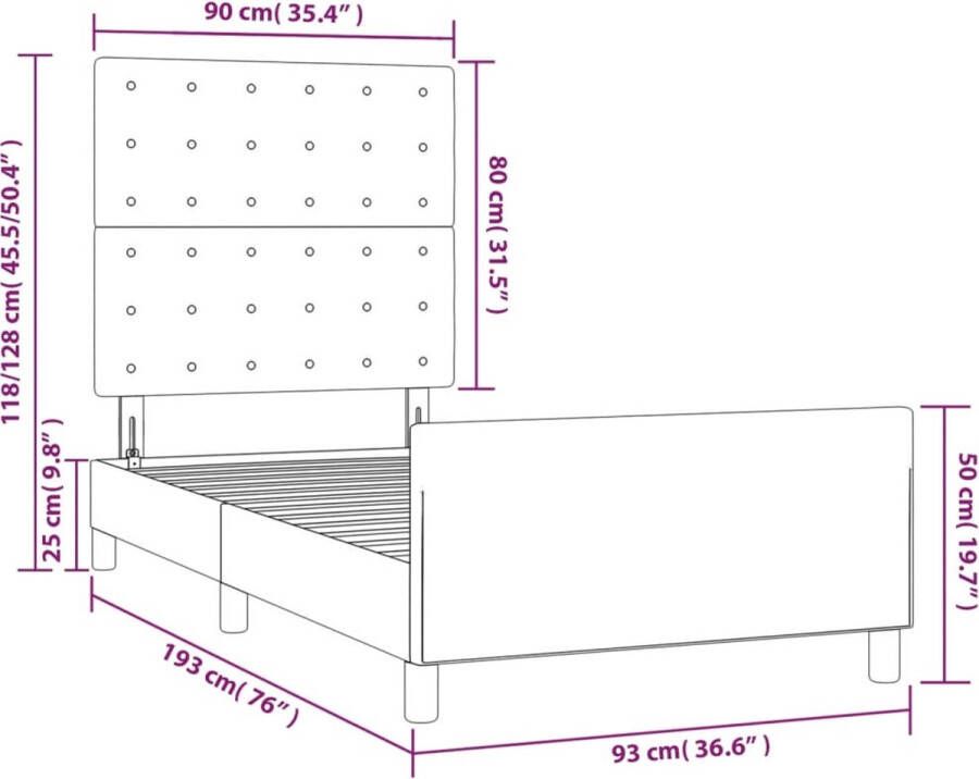 VidaXL Bedframe met hoofdbord kunstleer crÃ¨mekleurig 90x190 cm - Foto 4