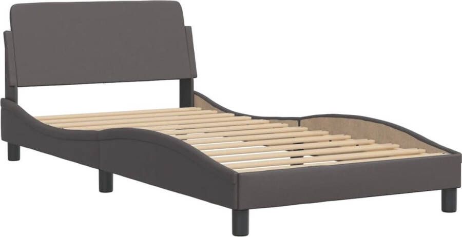 VidaXL -Bedframe-met-hoofdbord-kunstleer-grijs-100x200-cm - Foto 4