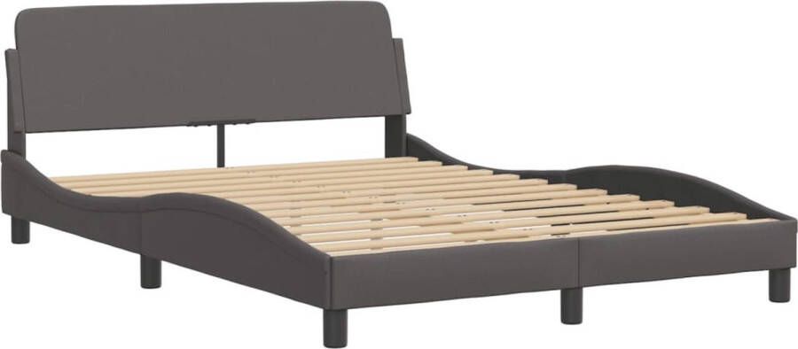 VidaXL -Bedframe-met-hoofdbord-kunstleer-grijs-120x200-cm - Foto 4