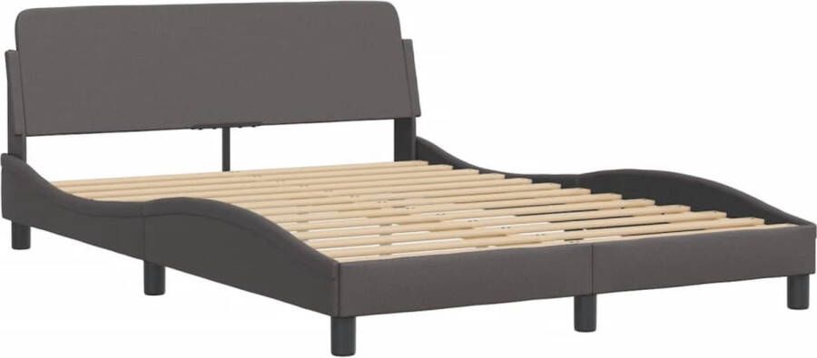 VidaXL -Bedframe-met-hoofdbord-kunstleer-grijs-140x190-cm - Foto 4