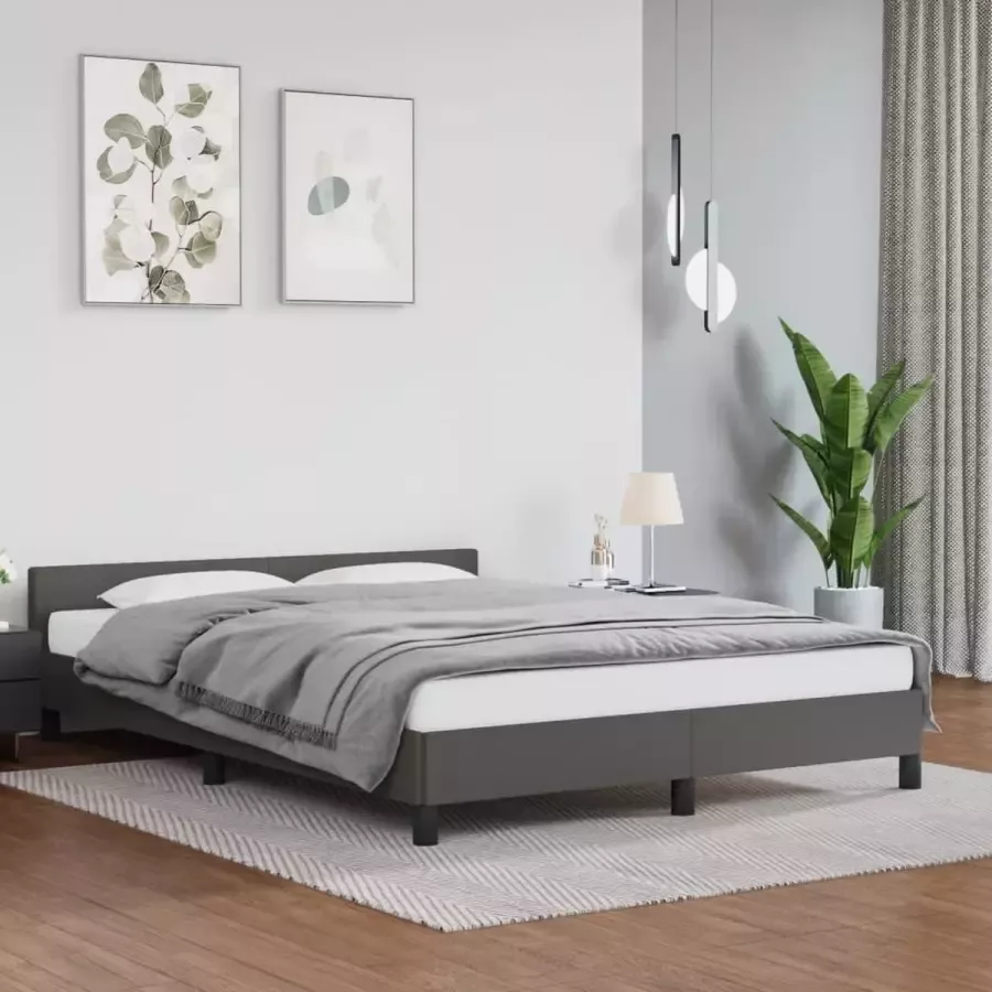 VIDAXL Bedframe met hoofdeinde zonder matras 140x190 cm grijs