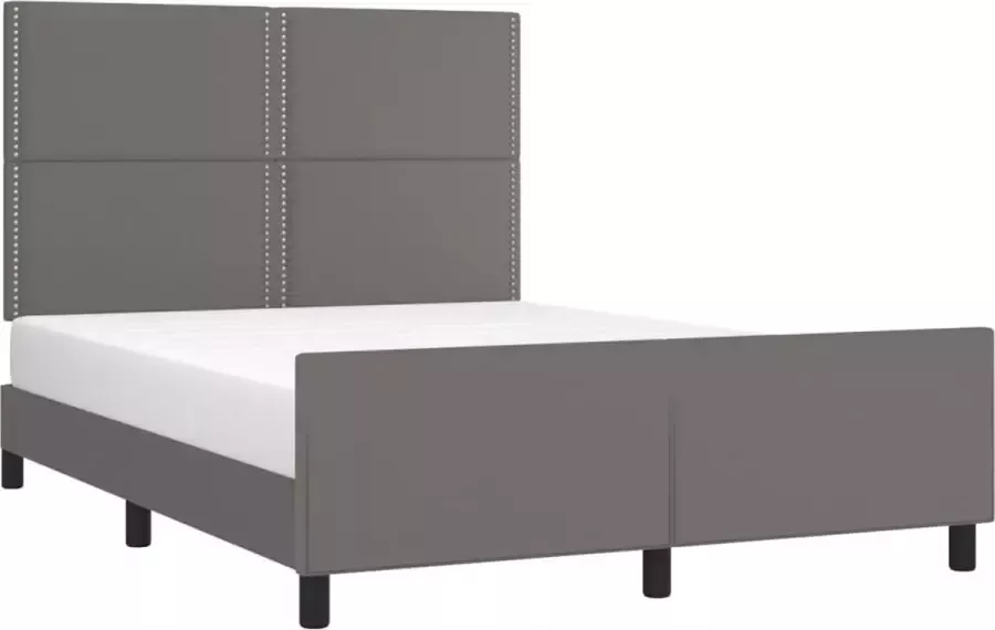 VidaXL -Bedframe-met-hoofdbord-kunstleer-grijs-140x190-cm - Foto 3