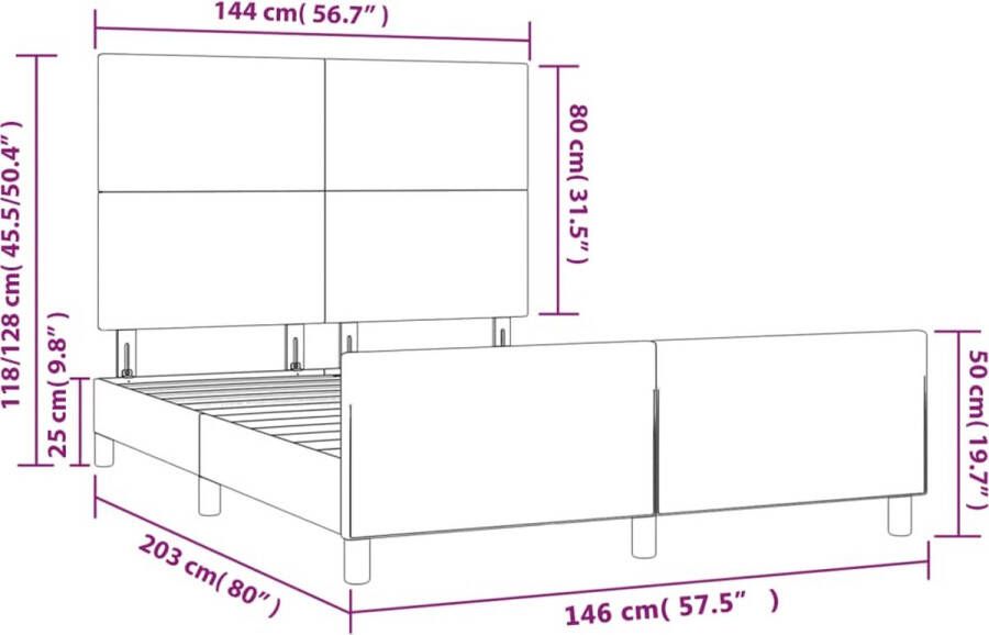 VidaXL -Bedframe-met-hoofdbord-kunstleer-grijs-140x200-cm - Foto 2