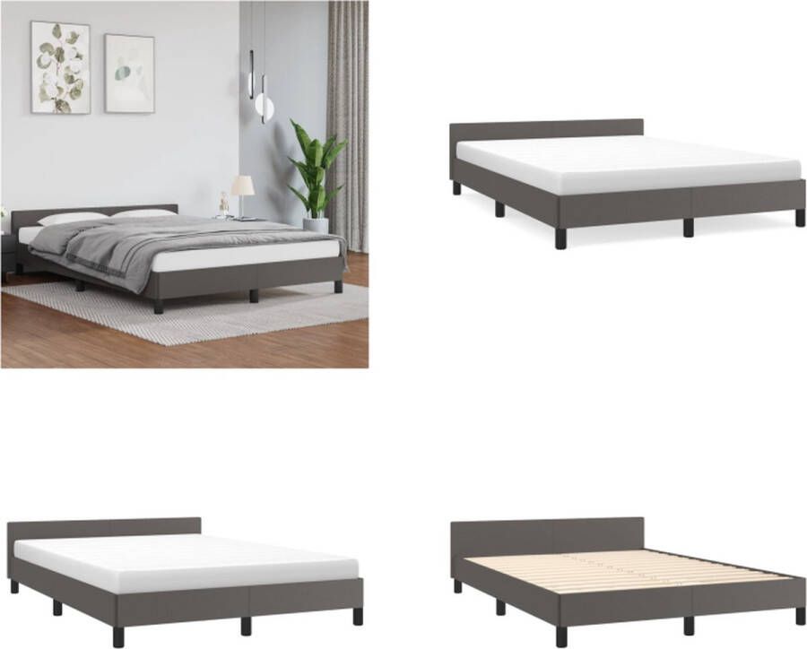 The Living Store Bedframe met hoofdbord kunstleer grijs 140x200 cm Kunstleder Bed Frame Verstelbaar Hoofdbord Stabiel Bed Frame Comfortabel Bed Frame Tweepersoons Bed Frame - Foto 2