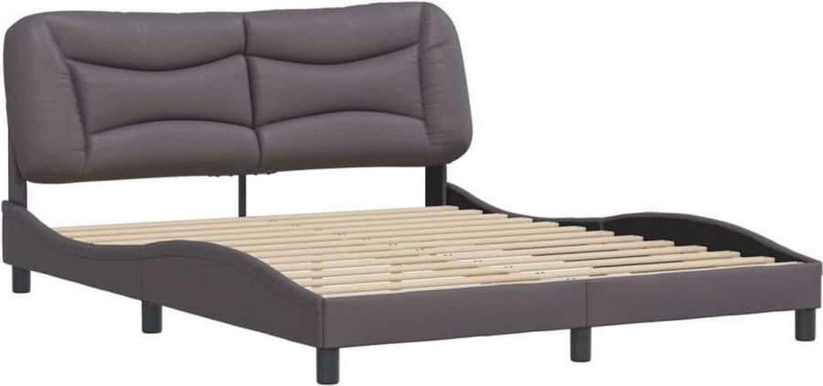 VidaXL -Bedframe-met-hoofdbord-kunstleer-grijs-160x200-cm - Foto 4