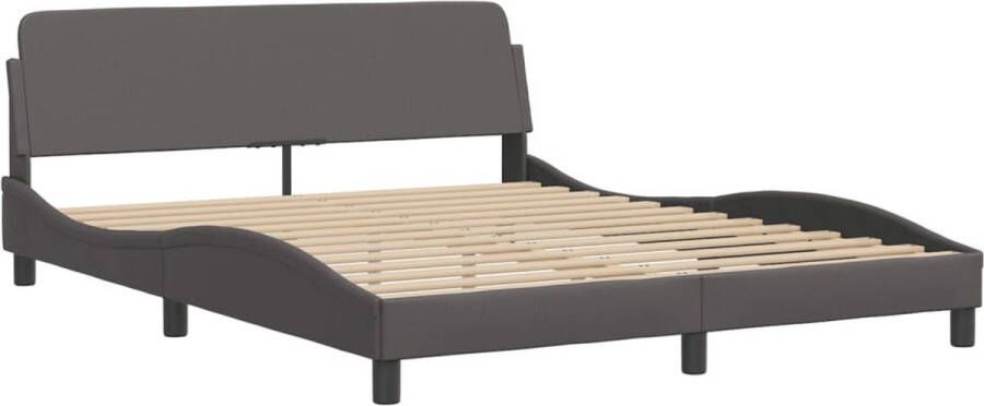 VidaXL -Bedframe-met-hoofdbord-kunstleer-grijs-160x200-cm - Foto 4