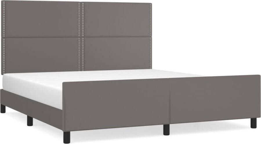 VidaXL -Bedframe-met-hoofdbord-kunstleer-grijs-180x200-cm - Foto 5
