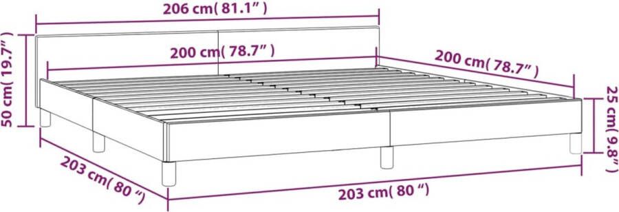 VidaXL Bedframe met hoofdeinde zonder matras 200x200 cm grijs