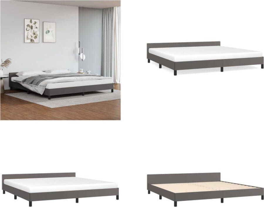 VidaXL Bedframe met hoofdeinde zonder matras 200x200 cm grijs Bedframe Met Hoofdbord Bedframes Met Hoofdborden Bedframe Bed
