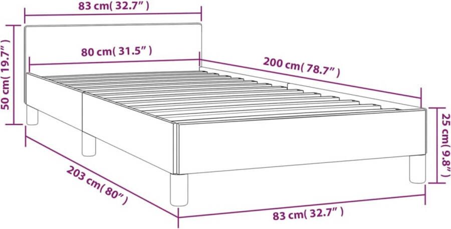 VIDAXL Bedframe met hoofdeinde zonder matras 80x200 cm grijs - Foto 2