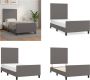 VidaXL Bedframe met hoofdbord kunstleer grijs 90x200 cm Bedframe Bedframes Bed Slaapmeubel - Thumbnail 1