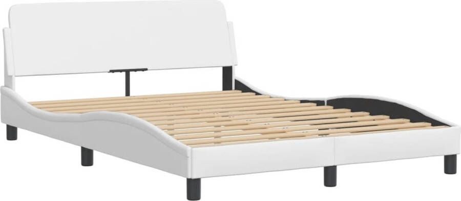 VidaXL -Bedframe-met-hoofdbord-kunstleer-wit-140x190-cm - Foto 5