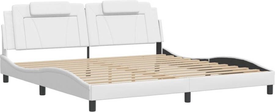 VidaXL Bedframe Viana zonder matras kunstleer wit 200x200 cm - Foto 3
