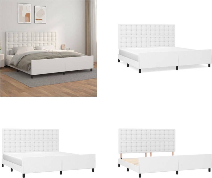 VidaXL Bedframe met hoofdbord kunstleer wit 200x200 cm Bedframe Met Hoofdbord Bedframes Met Hoofdborden Bedframe Bed