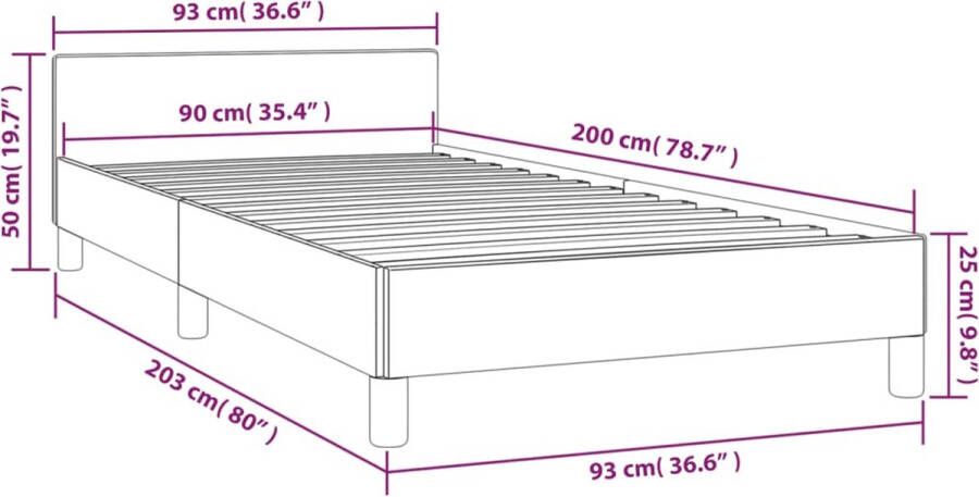 VidaXL Bedframe met hoofdeinde zonder matras 90x200 cm wit - Foto 2