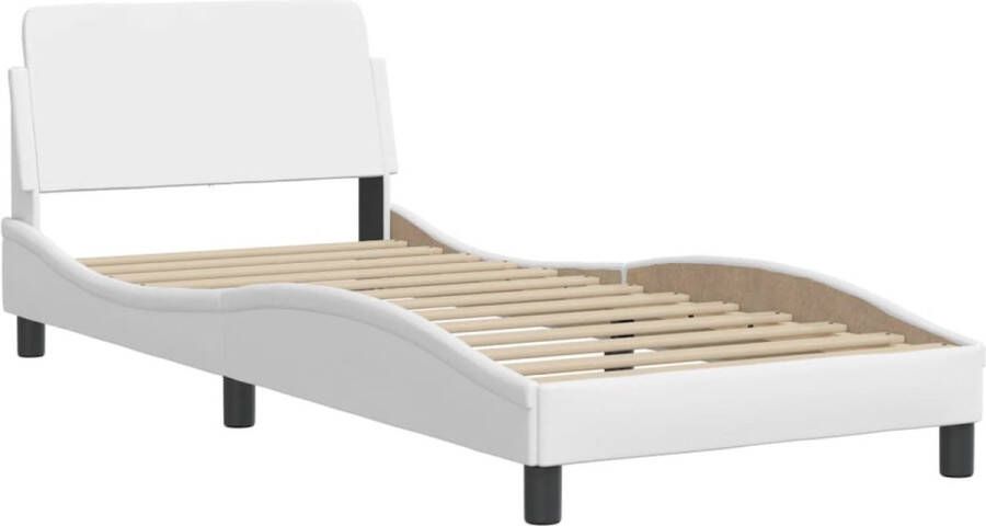 VidaXL -Bedframe-met-hoofdbord-kunstleer-wit-90x200-cm - Foto 5