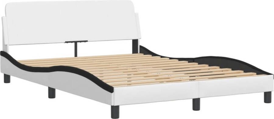 VidaXL Bedframe Viana zonder matras kunstleer wit en zwart 140x190 cm - Foto 11