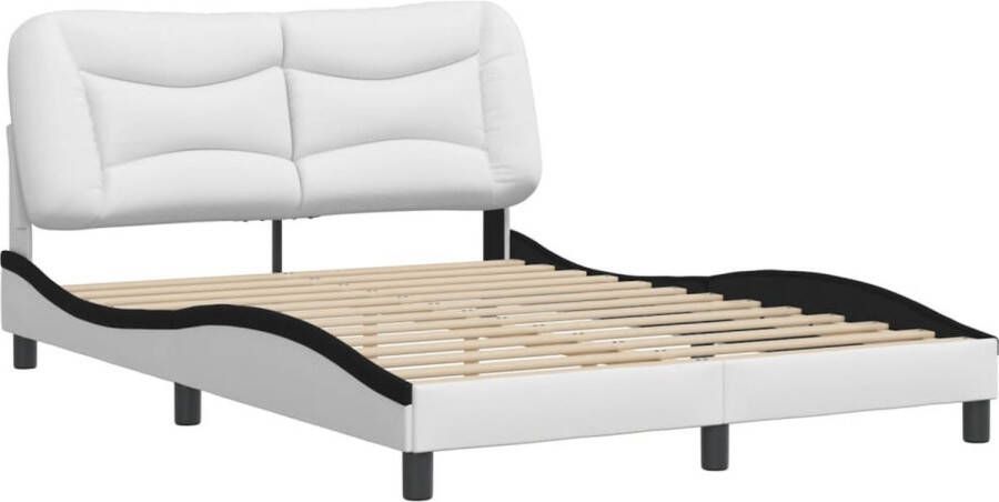 VidaXL Bedframe Viana zonder matras kunstleer wit en zwart 140x190 cm - Foto 8