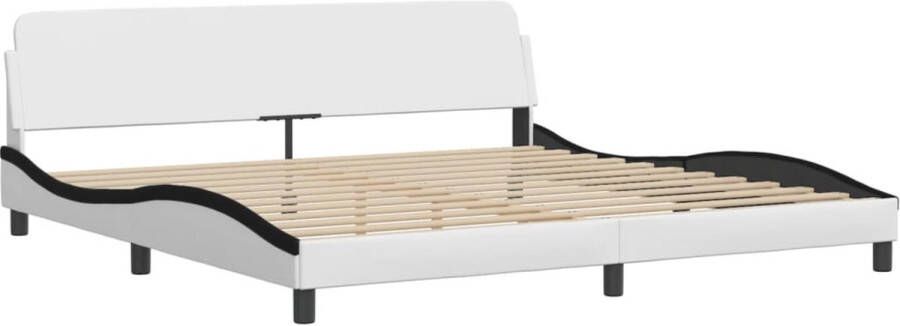 VidaXL Bedframe Viana zonder matras kunstleer wit en zwart 200x200 cm - Foto 12