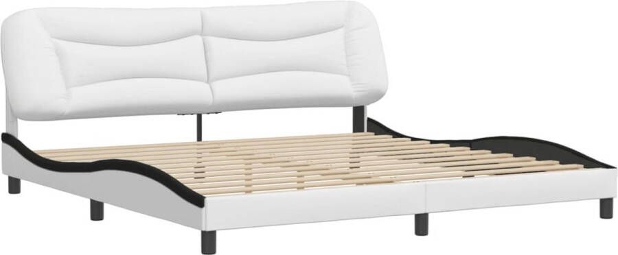 VidaXL Bedframe Viana zonder matras kunstleer wit en zwart 200x200 cm - Foto 6