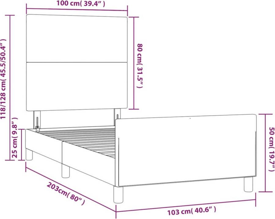 VidaXL -Bedframe-met-hoofdbord-kunstleer-zwart-100x200-cm - Foto 3