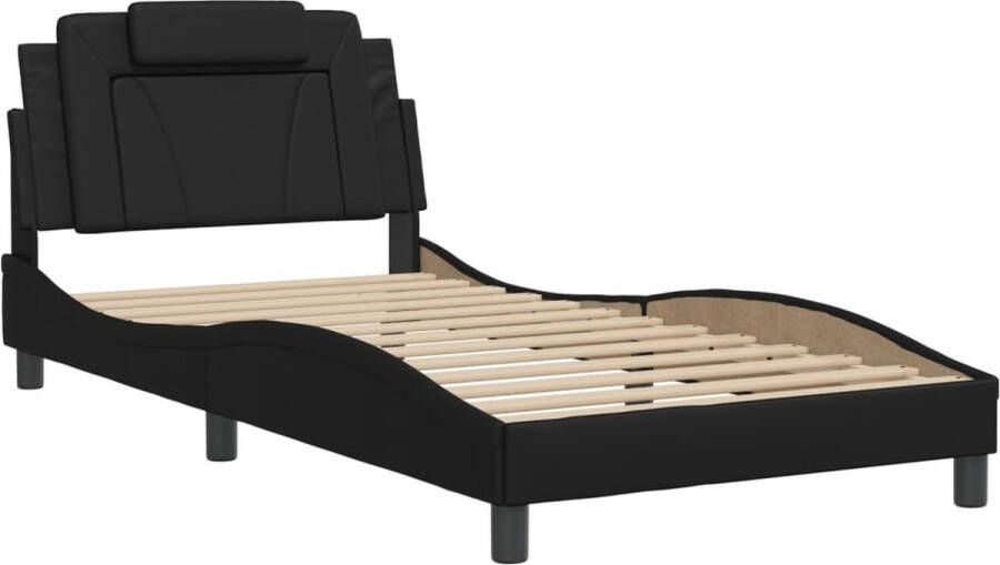 VidaXL Bedframe Viana zonder matras kunstleer zwart 100x200 cm - Foto 5
