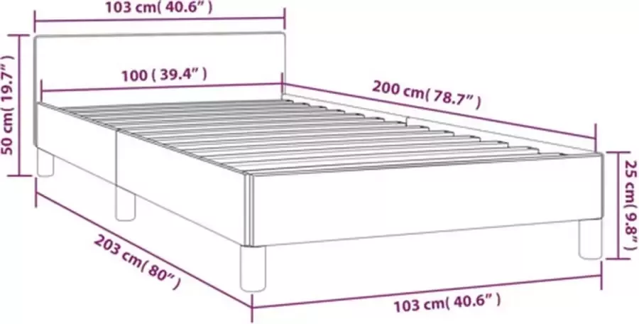 VidaXL Bedframe met hoofdbord kunstleer zwart 100x200 cm