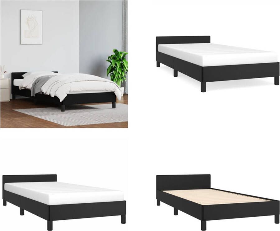 VidaXL Bedframe met hoofdeinde zonder matras 100x200 cm zwart Bedframe Met Hoofdbord Bedframes Met Hoofdborden Bedframe Bed