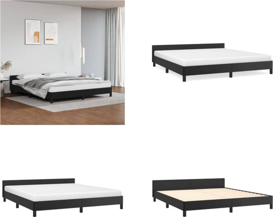 The Living Store Bedframe Kunstleer Verstelbaar hoofdeinde Stabiele poten Multiplex lattenbodem Comfortabele ondersteuning Zwart 203 x 166 x 118 128 cm Kunstleder Bed Slaapcomfort Boxspring Bed Tweepersoons Bed Stapelbed - Foto 2