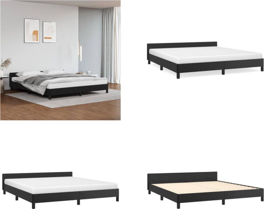 The Living Store Bedframe met hoofdbord kunstleer zwart 180x200 cm Bedframe Met Hoofdbord Bedframes Met Hoofdborden Bedframe Bed Slaapmeubel Bedbodem Ledikant Eenpersoonsbed Slaapbed Bedframes Bedden