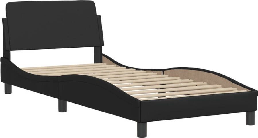 VidaXL -Bedframe-met-hoofdbord-kunstleer-zwart-90x200-cm - Foto 4