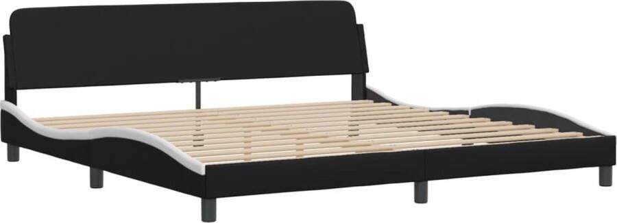 VidaXL -Bedframe-met-hoofdbord-kunstleer-zwart-en-wit-200x200-cm - Foto 5