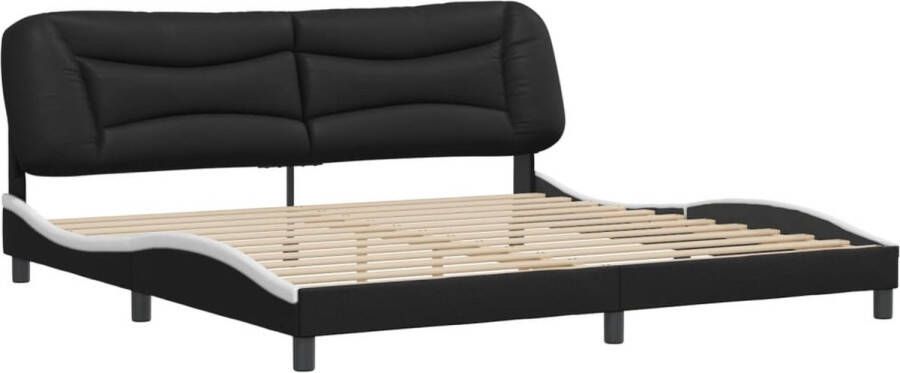 VidaXL Bedframe zonder matras Hvar kunstleer zwart en wit 200x200 cm - Foto 3