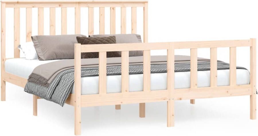 VidaXL -Bedframe-met-hoofdbord-massief-grenenhout-160x200-cm