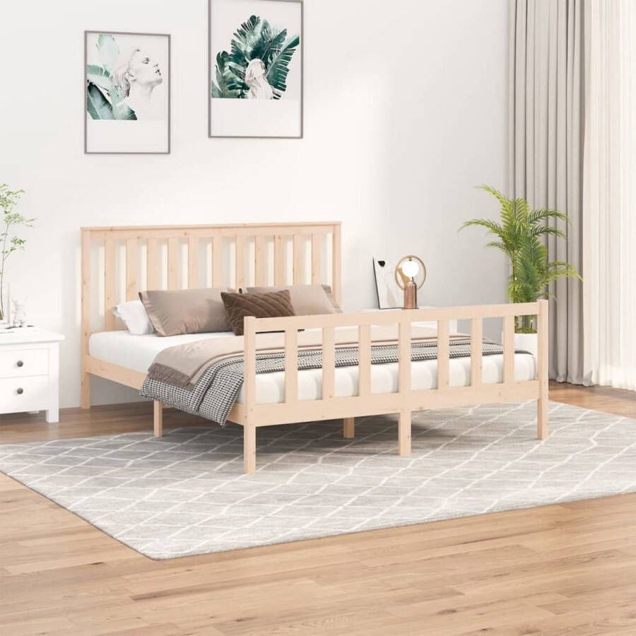 VidaXL -Bedframe-met-hoofdbord-massief-grenenhout-160x200-cm - Foto 2