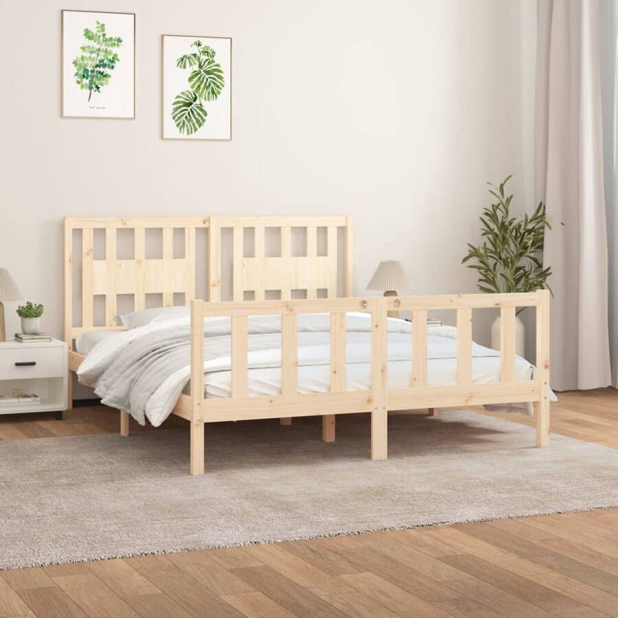 VidaXL -Bedframe-met-hoofdbord-massief-grenenhout-160x200-cm - Foto 2