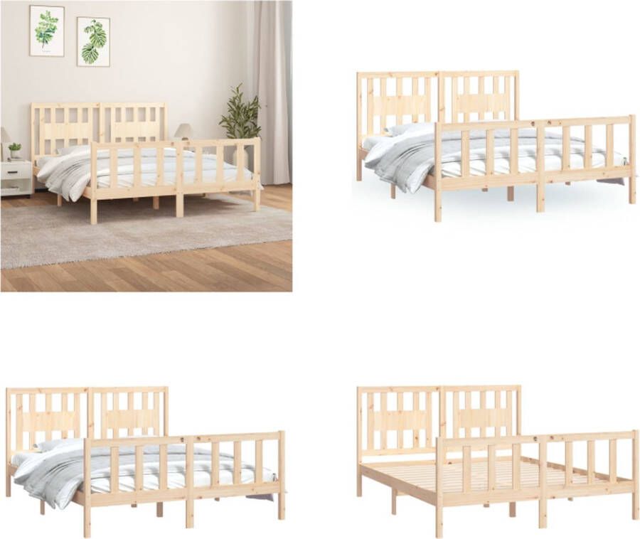 VidaXL Bedframe met hoofdbord massief grenenhout 160x200 cm Bedframe Bedframes Bed Bedombouw