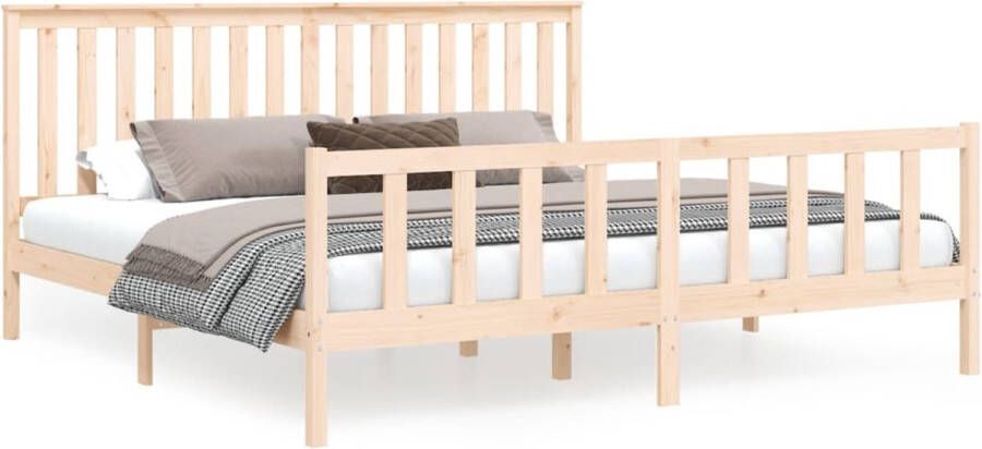 VidaXL -Bedframe-met-hoofdbord-massief-grenenhout-200x200-cm