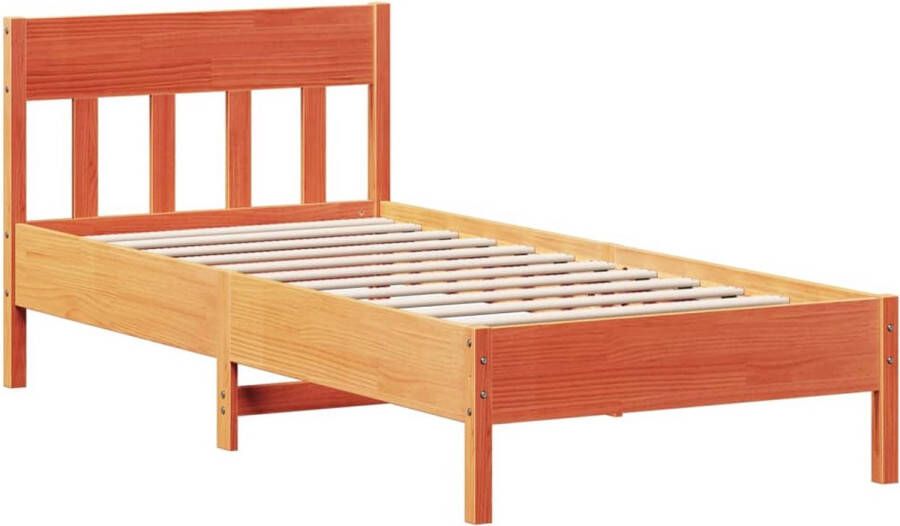 VidaXL -Bedframe-met-hoofdbord-massief-grenenhout-wasbruin-100x200-cm - Foto 5