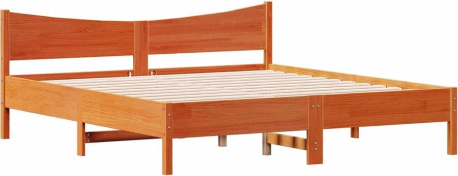 VidaXL -Bedframe-met-hoofdbord-massief-grenenhout-wasbruin-180x200-cm